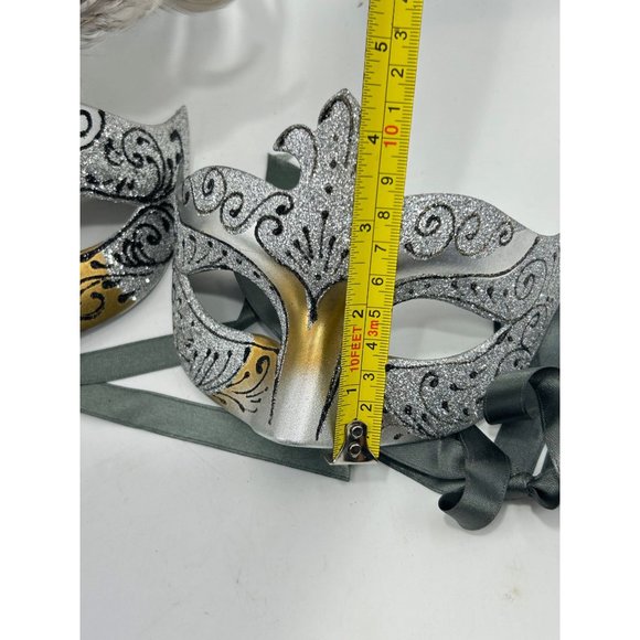 Set of 2 Masks Couples Masquerade Masks For Women Men Feather Mardi Gras Cosplay - Picture 9 of 10